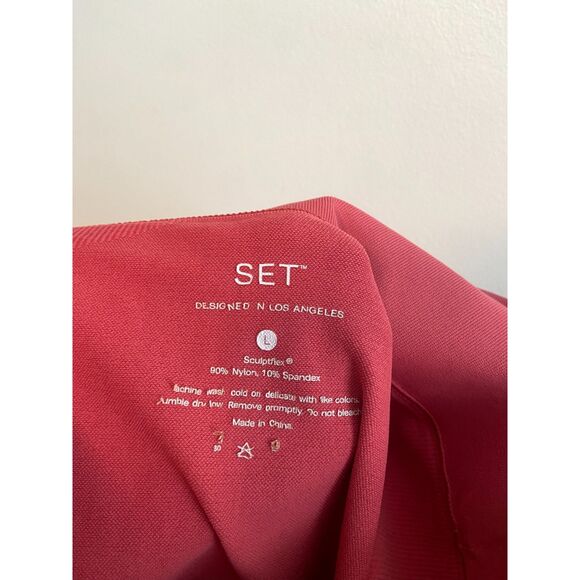 SET ACTIVE Sculptflex Ribbed Leggings SIZE LARGE Pink Coral Color - Picture 5 of 5